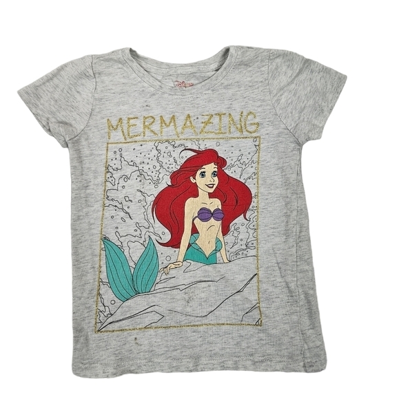 Disney Little Mermaid Ariel Mermazing Glitter Graphic Tee-Shirt 3T Girls - Picture 1 of 6
